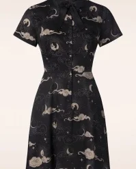 Vixen Moon Phases Cat Dress In Black