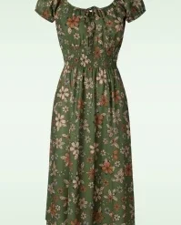 Vixen Fiona Floral Midi Dress In Olive