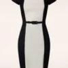 Vixen Raelynn Ruched Bodycon Dress In Black And White