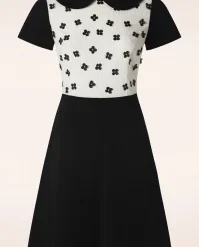 Vixen Faye Flower Contrast Dress In Black