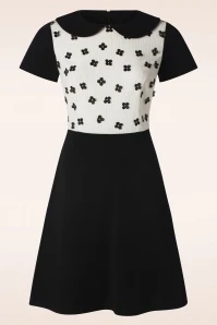 Vixen Faye Flower Contrast Dress In Black