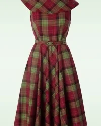 Vixen Mira Plaid Swing Dress In Red And Green