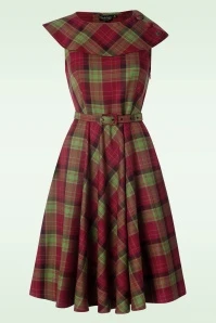 Vixen Mira Plaid Swing Dress In Red And Green