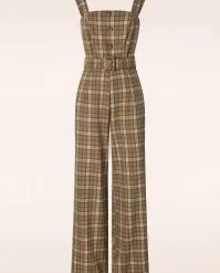 Vixen Penny Pinnafore Jumpsuit In Brown