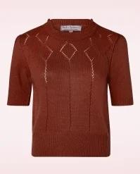 Frances Short Sleeve Pullover Jumper In Cinnamon