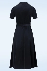Corduroy Revers Midi Dress In Marino - Image 2