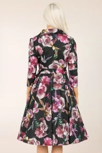 Fiona Floral Swing Dress In Black - Image 2