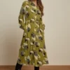 King Louie Carina Koi Dress In Chartreuse Yellow