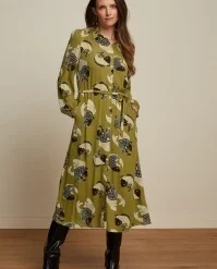 King Louie Carina Koi Dress In Chartreuse Yellow