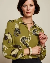 King Louie Carina Koi Blouse In Chartreuse Yellow