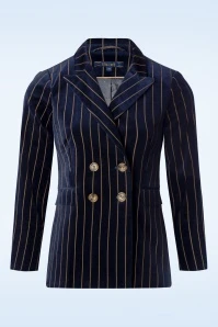 King Louie Tina Pinstripe Blazer In Midnight Blue - Image 3