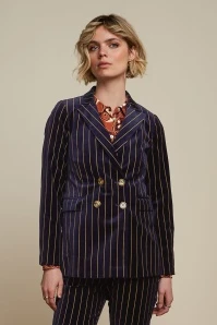King Louie Tina Pinstripe Blazer In Midnight Blue