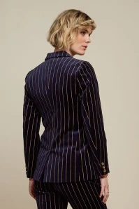 King Louie Tina Pinstripe Blazer In Midnight Blue - Image 2