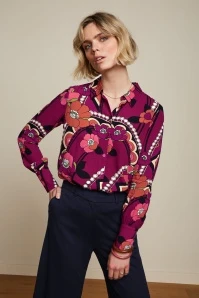 King Louie Winona Lovechild Blouse In Cabernet Red