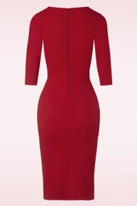 Scarlett Pencil Dress In Red - Image 2