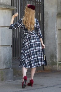 Alinta Lee Swing Dress In Navy Tartan - Image 2