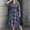 Alinta Lee Swing Dress In Navy Tartan