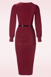 Etta Pencil Dress In Wine - Image 2