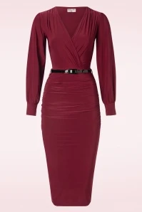 Etta Pencil Dress In Wine