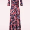 Fleur Flower Maxi Dress In Navy
