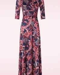 Fleur Flower Maxi Dress In Navy