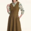 Bookwurm Swing Dress In Khaki