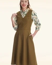 Bookwurm Swing Dress In Khaki