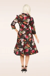 Hailey Flower Swing Dress In Black - Image 2