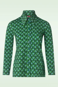 Hearts Button Shirt In Green - Image 2