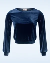 Cozy Velvet Top In Navy