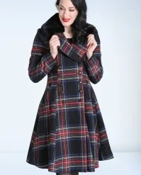 Bunny Forester Tartan Coat In Black