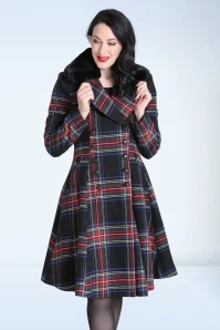 Bunny Forester Tartan Coat In Black