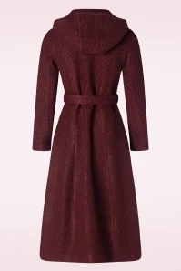 Topvintage Exclusive ~ Anna Hooded A-line Coat In Bordeaux - Image 4