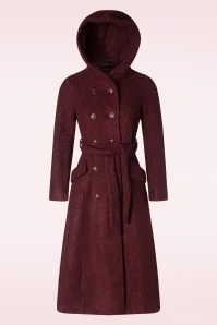 Topvintage Exclusive ~ Anna Hooded A-line Coat In Bordeaux - Image 3