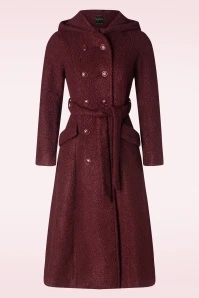 Topvintage Exclusive ~ Anna Hooded A-line Coat In Bordeaux - Image 2