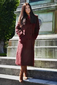 Topvintage Exclusive ~ Anna Hooded A-line Coat In Bordeaux