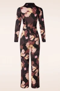 Andrea Flower Jumpsuit In Black - Image 2
