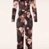 Andrea Flower Jumpsuit In Black