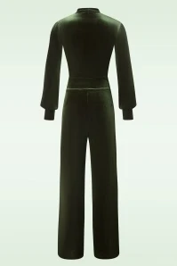 Emmylou Velvet Jumpsuit In Olive - Image 2