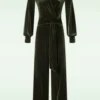 Emmylou Velvet Jumpsuit In Olive