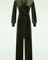Emmylou Velvet Jumpsuit In Olive