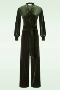 Emmylou Velvet Jumpsuit In Olive