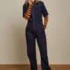 King Louie Garbo Jumpsuit Walker Denim In Indigo Blue