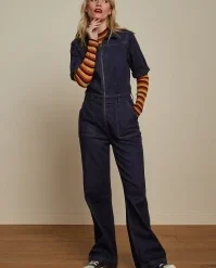 King Louie Garbo Jumpsuit Walker Denim In Indigo Blue