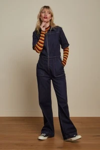 King Louie Garbo Jumpsuit Walker Denim In Indigo Blue