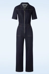 King Louie Garbo Jumpsuit Walker Denim In Indigo Blue - Image 3