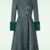 Vixen 40s Violet Fur Trim Dress Coat In Green