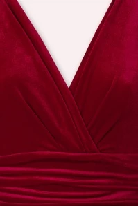 50s Nehla Pencil Dress In Red Velvet - Image 3