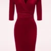 50s Nehla Pencil Dress In Red Velvet