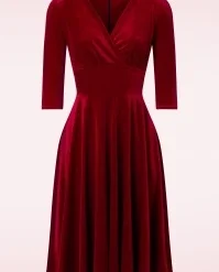 50s Maddison Swing Dress In Red Velvet